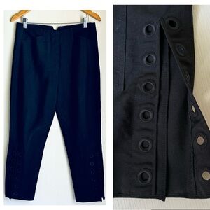 Fendi Trousers Cropped Mohair Wool Blend Slit Hem Size IT 42 US 6 in Black